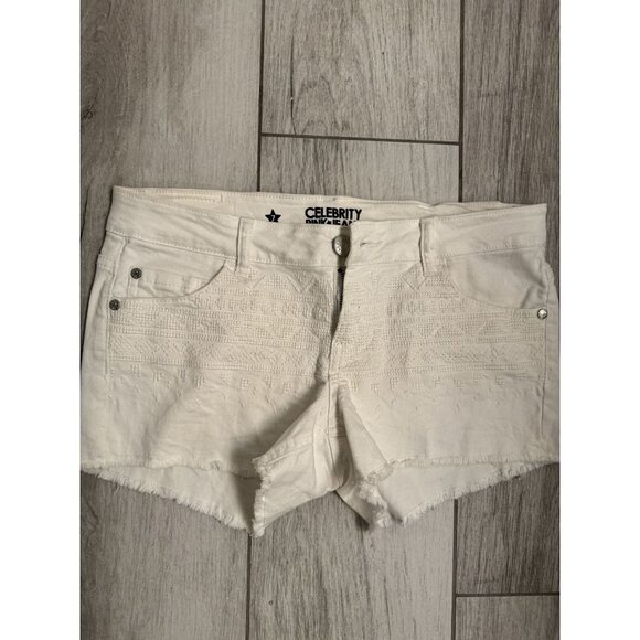 Celebrity Pink Womens‎ White Frayed Hem Denim Shorts Size 4 - Picture 1 of 3